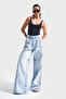 Women's Denim Color 4S5-3 Mega Baggy Fit Super Loose 100% Cotton Relaxed Cut Denim Jean - 5