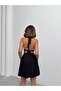 Women's Black Modal Textured Mini Skirt with Pleated Shorts - 6