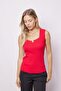 Women's Lycra Stretchy Knitwear Square Neck Camisole Body Blouse-Red - 2