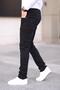 Men's Regular Fit Pipe Leg Zippered Lycra Jeans Black Washed - 3