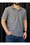 Men's Smoke Gray Striped Polo Neck T-Shirt - 3