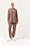 Snap Detail Hooded Double Suit Brown