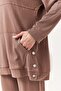 Snap Detail Hooded Double Suit Brown - 3
