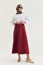 Women's Flared Skirt with Elastic Waist Burgundy