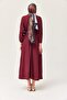 Bat Sleeve Dress with Elastic Waist Belt Claret Red - 5