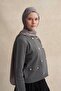 Italian Silk Gray Shawl Ashy - Checkers Jacquard - 4