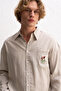 Bege Striped Shirt with Embroidery Detail - 4