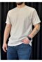 Men's Beige Striped Crew Neck T-Shirt - 2