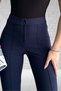 Women's Navy Blue Crepe Fabric Lycra Grass Tight Leg Tightening Trousers - 4