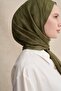 Checkers Jacquard Italian Silk Shawl Olive Green - 2