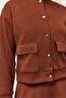 Scuba Double Suit with Metal Button Skirt Brown - 5