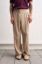 Beige Pants with Draped Belt Detail