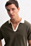Polo Collar Khaki T-Shirt - 4