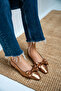 Heju Copper Bow Detailed Flat Heeled Women's Ballerinas - 3