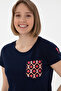 Women's Navy Blue Crew Neck T-Shirt 50305832-Vr033 - 2