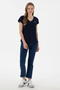 Women's Navy Blue V-Neck Basic T-Shirt 50305825-Vr033 - 5