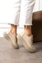 Women's Beige Rubber Laced Casual Comfortable Sole Comfortable Soft Walking Daily Sneaker Sports Shoes - 3