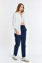 Women's Linen Summer Loose Cut Cut Pants Dark Blue - 3