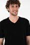 Men's Regular Fit V-Neck Black Basic T-Shirt 50305858-Vr046 - 3