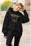 Baby Yoda Calligraphic Printed Hooded Sweatshirt, Unisex Oversize Star Wars Printed Hoodie - 3