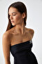 Gresas Women's Collarless Sleeveless Slim Short Black Bustier - 6