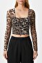 Women's Alina Corset Look Leopard Tulle Crop Blouse - 6