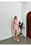 Pink Full Pleated Belted Lining Shorts Women's Mini Skirt - 5