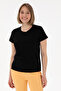 Women's Black Crew Neck Basic T-Shirt 50305879-Vr046