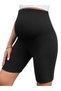 Women's Black Flat Waist Adjustable High Waist Maternity Summer Shorts Leggings Pantalon - 3