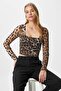 Women's Alina Corset Look Leopard Tulle Crop Blouse
