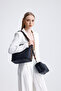 Navy Blue & Tan Zipper Detailed Women's Shoulder Bag with Puppy - 3