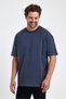 Lenithra Men's Oversize Basic T-Shirt Smoked - 4
