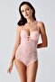 Unfilled Lace Detailed Bodysuit C15096 Powder