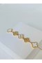 Steel Clover Bracelet Black Pearl Gold Detail Women's Bracelet