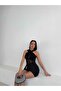 Cross Strap Tulle Detailed Low-Cut Side Fabric Piece Moving Sandy Mini Dress - 6