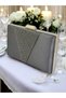 2026 Special Series Anthracite Gray Platinum Satin Platinum Stone Evening Dress Bag Evening Bag Engagement Wedding Bag