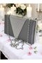 2026 Special Series Gray Satin Evening Dress Bag , Elegant Plated Women's Stylish Night Wedding Engagement Dress with Platinum Stones - 5