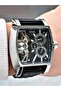 Automatic Mechanism Angular Dial Black-Silver Color Steel Case Men's Wristwatch 1054.09 - 2