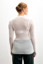 Women's White Crew Neck Stripe Detailed Premium Transparent Blouse - 6