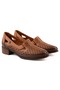 Vela Genuine Leather Comfort Orthopedic Women's Short Heeled Shoes Taba - 2