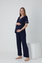 Bathrobe Striped Detail Maternity and Postpartum Pajama Set - 7
