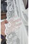 Plain Skirt Embroidered Ecru Knitted 3 Layer Pleated Tulle Curtain