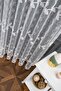 Leaf Pattern Design Embroidered Living Room 1x3 Pleated Tulle Curtain - 4