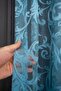 Classic Shawl Pattern Turquoise Color Pattern Design 2 Layers Pleated Tulle Curtain - 3