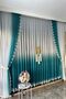 Petrol Turquoise Color Gradient Skirt Embroidered Tulle Drapery Set
