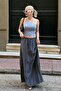 Smoked Elastic Waist Long Women's Skirt MG1979 - 5