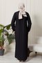 Women's High Collar Large Size Dress with Hijab Viscose Fabric Pleated and Pleated Dress - 5