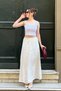 White Elastic Waist Long Women's Skirt MG1979 - 2