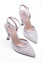 Stiletto Shoes High-Heeled Stiletto Ankle-Strap Shiny Stone Shoes - 5