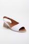 Women's Genuine Leather Casual Low Heel Sandals - White - 4